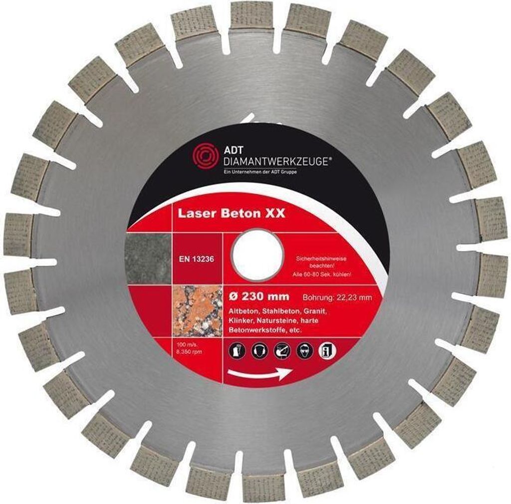 Diamanttrennscheibe Laser Beton XX 230 mm 22,23 mm