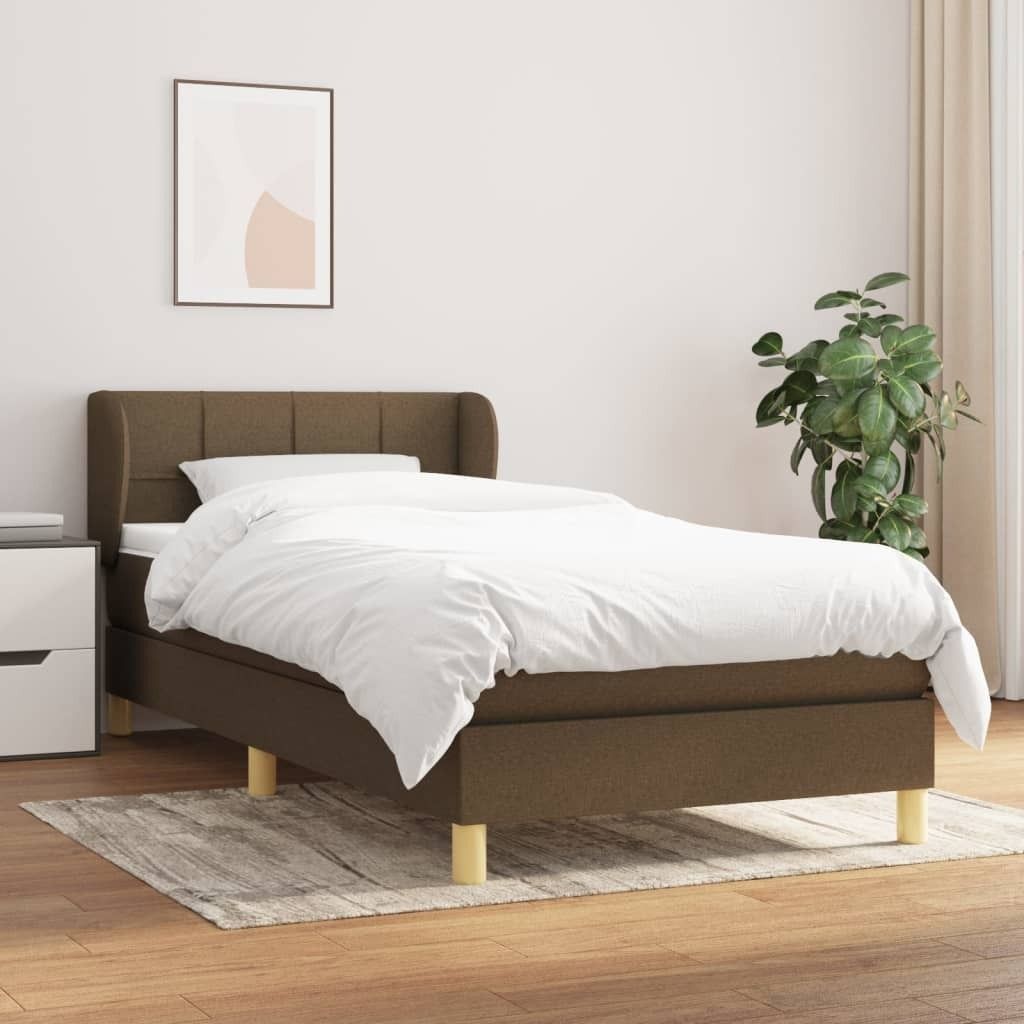 The Living Store Boxspringbett mit Matratze Dunkelbraun 90x200 cm Stoff