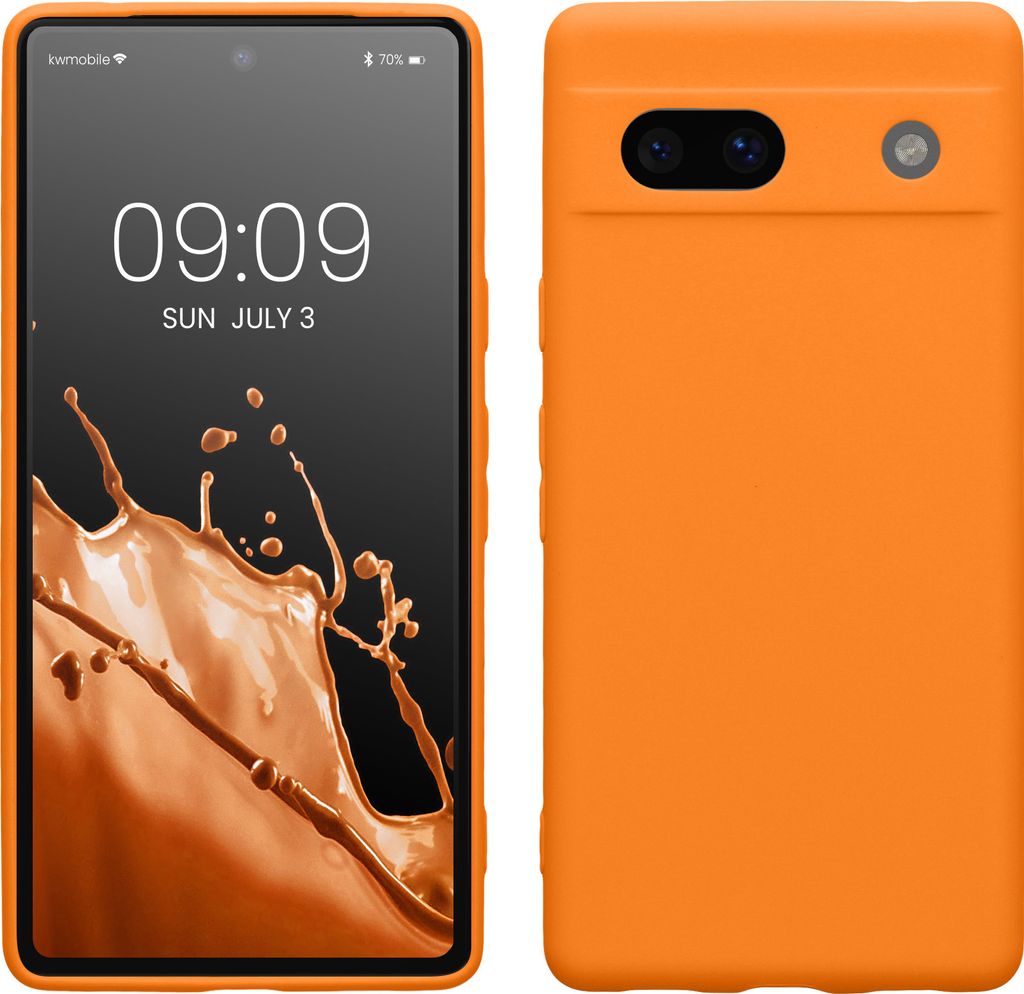 kwmobile Handyhülle kompatibel mit Google Pixel 7a Hülle - Handy Case aus weichem Silikon in Fruity Orange