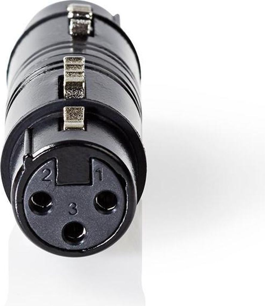 Nedis XLR Adapter - XLR 3-Pin Buchse - XLR 3-Pin Buchse - Vernickelt - Gerade - Metall - Schwarz - 1 Stück - Plastikbeutel