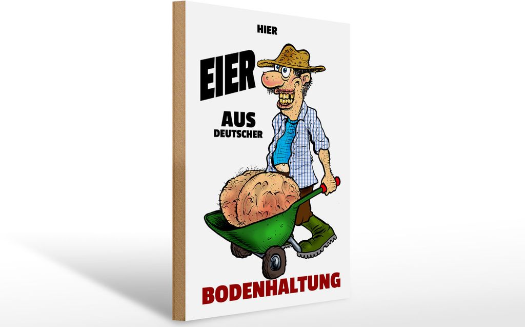 Holzschild Hier Eier aus deuts. Bodenhaltung, 40 x 30 cm, Produktbild 