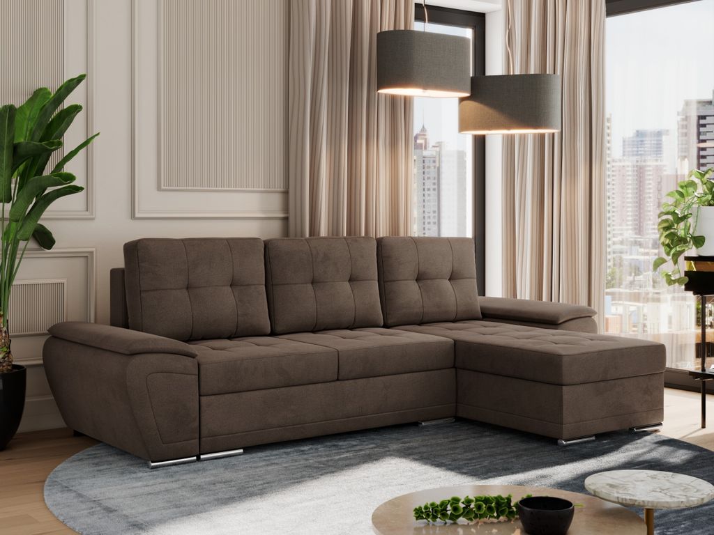 MKS MEBLE Sofa mit Schlaffunktion - Ecksofa mit Schlaffunktion und Bettkasten - Sofa 3 Sitzer - Schlafsofa - Couch - Schlafsofa mit Bettkasten - Um...