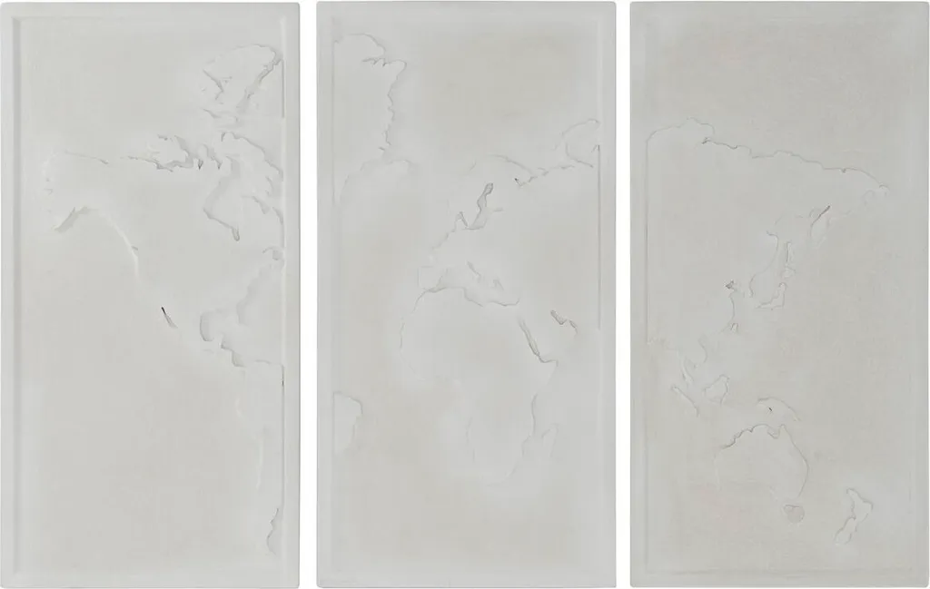 Grande carte du monde 180cm Home ESPRIT en 3 panneaux bois blanc