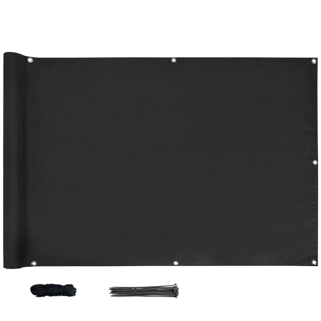 CCLIFE Balkon Sichtschutz Wetterfest Blickdicht 90x500cm Schwarz