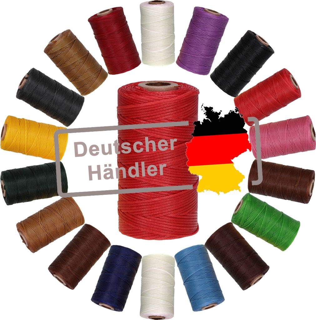 Ledergarn gewachst 1mm x 0,3mm I Sattlergarn - gewachster Faden aus Polyester stabil & haltbar I Wachsgarn Forellenfaden Outdoor Nähgarn in Profiq...