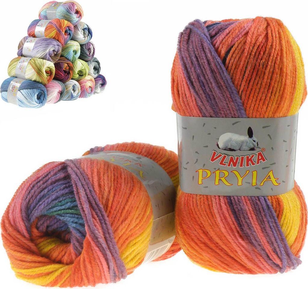 100g Farbverlaufsgarn PRYIA Strickwolle bunt