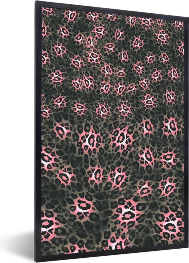 MuchoWow Gerahmtes Poster Pantherdruck - Pastell - Muster 20x30 cm - Poster mit Schwarzem Bilderrahmen Wandposter Rahmen Foto Bilder - Drucken - ...
