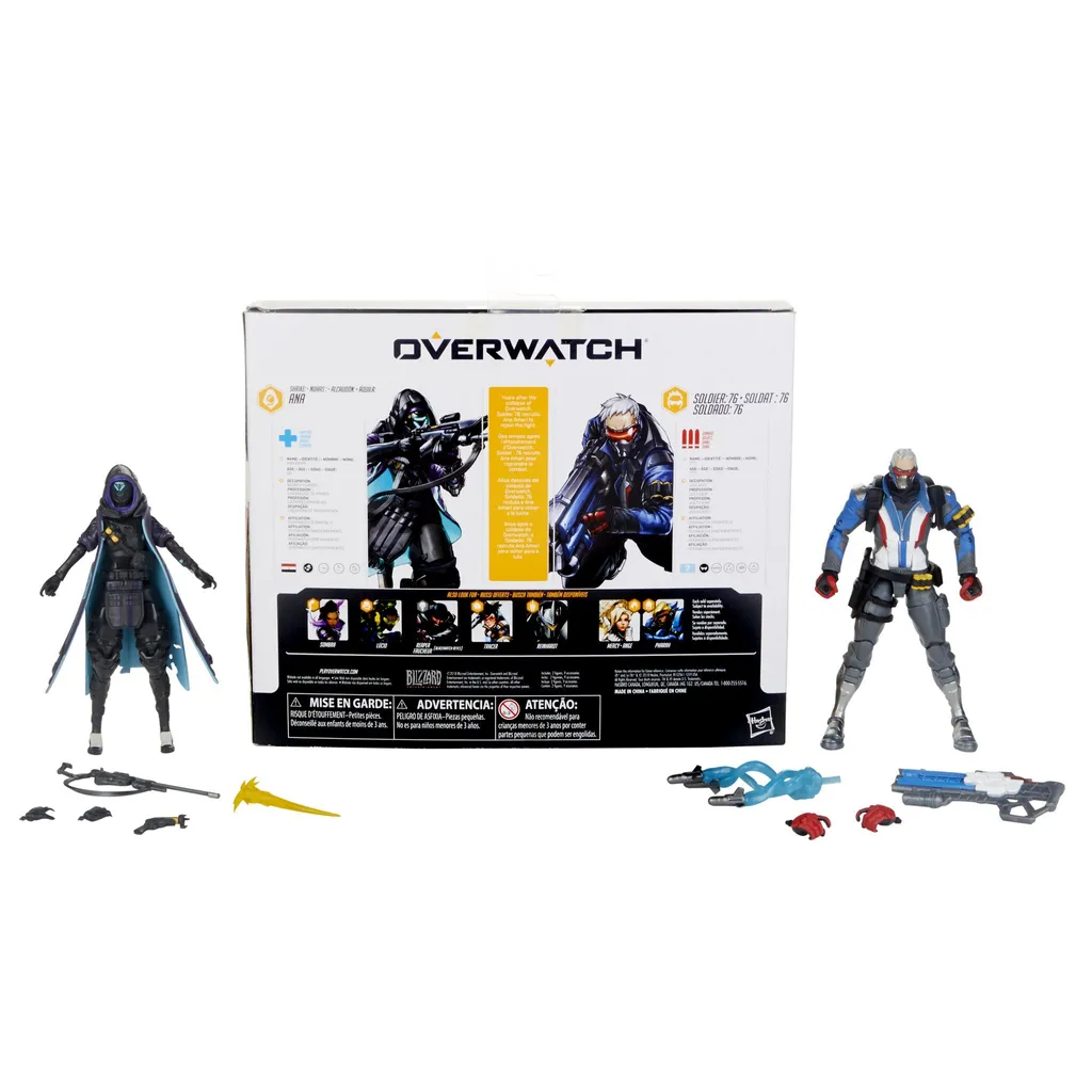 Pack 2 Figurines Articulées Overwatch Ana et Soldier 76 Collection 15cm