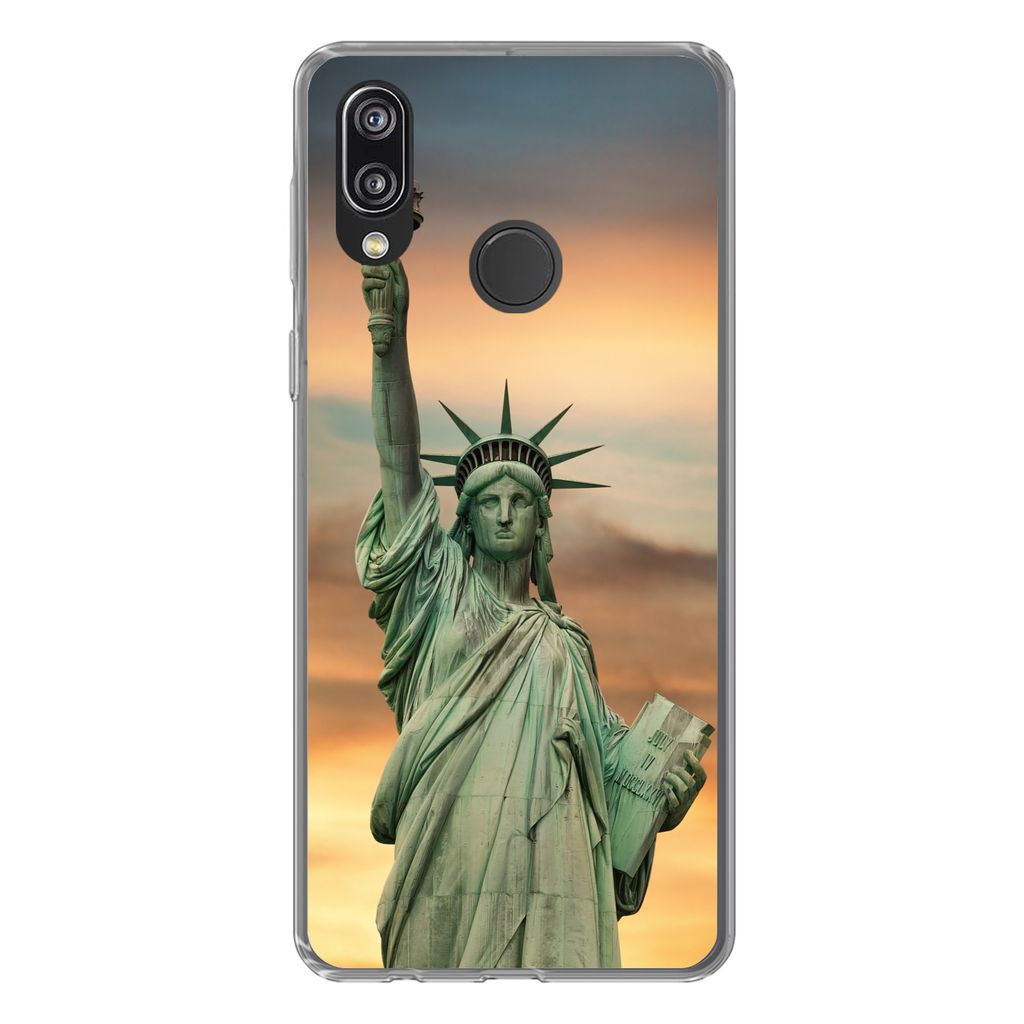 MuchoWow Handyhülle Schutzhülle Hülle für Huawei P20 Lite (2020) New York - Freiheitsstatue - Sonnenuntergang Silikon Softcase Handy Hülle -...