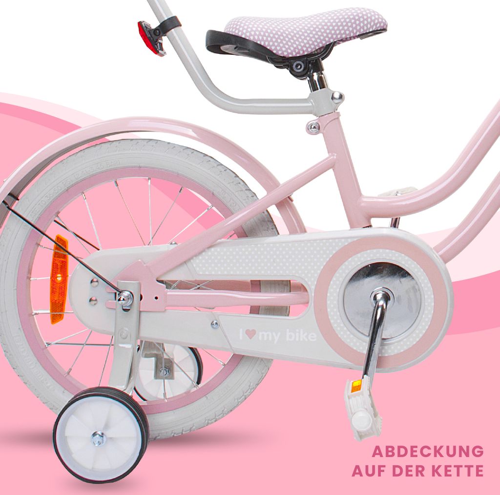 Mädchenfahrrad 16 Zoll Glocke Zusatzräder Schubstange Produktbild 4