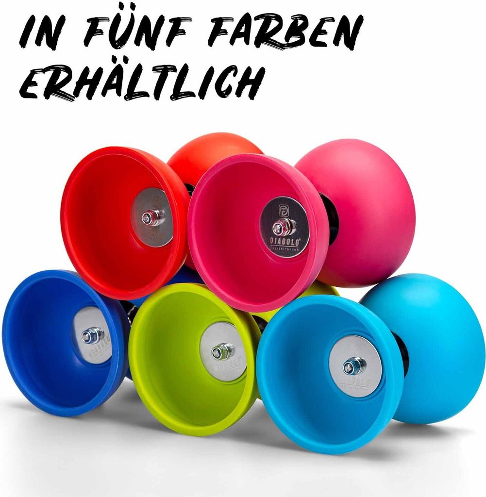 Kit de jonglage Diabolo Freizeitsport Pro avec Diabolo à roulement à billes (Transparent Rouge Rose), Bâtonnets en aluminium, Corde de remplacement (160 cm) et Instructions imprimées (langue anglaise