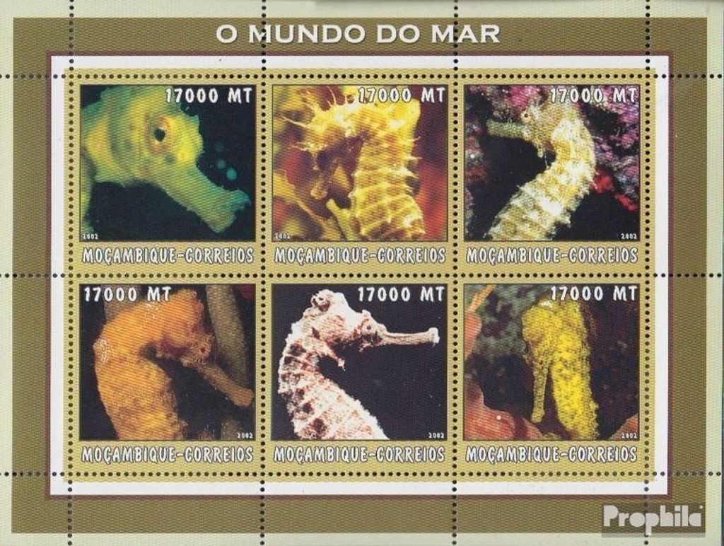 Briefmarken Mosambik 2002 Mi 2632-2637 Kleinbogen postfrisch Welt des Meeres