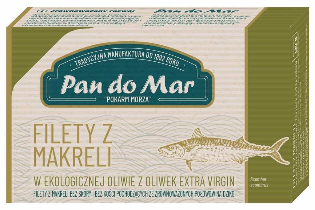 MAKRELA FILETY W BIO OLIWIE Z OLIWEK EXTRA VIRGIN 120 g - PAN DO MAR
