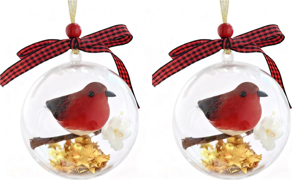 Vogelkugel-Weihnachtsbaumschmuck, 3D-Tierkugel aus transparentem Kunststoff, Erinnerungsgeschenk für Vogelliebhaber