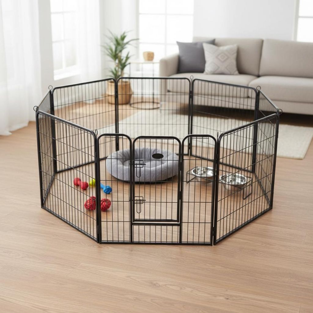Welpenauslauf faltbar 80x100 cm Hundegitter Freigehege mit Tür