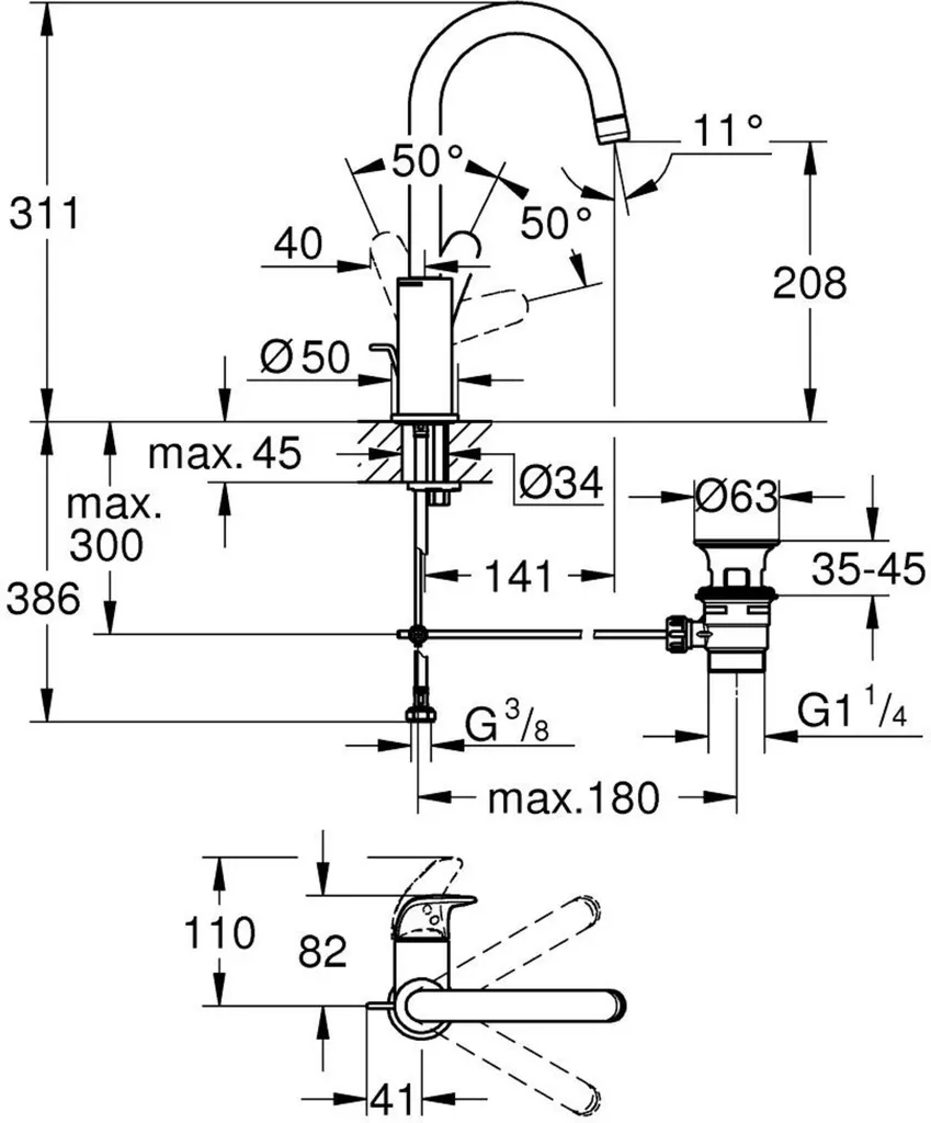 Grohe Swift Miscelatore per lavabo a L Cromo - 3