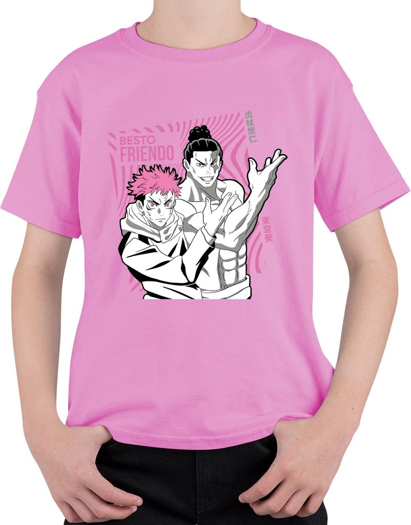 Jujutsu Kaisen BESTO FRIENDO Yuji Itadori Aoi Todo Geschenk Anime Uni Kinder T-Shirt, Pink, 104