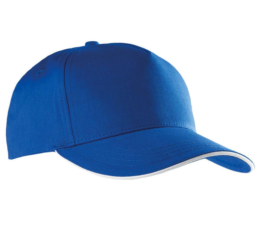 K-Up Uni Kappe Sandwich Peak Cap Panel Cap Basecap Schirm Mütze, Größe:U, Farbe:Royal Blue/White