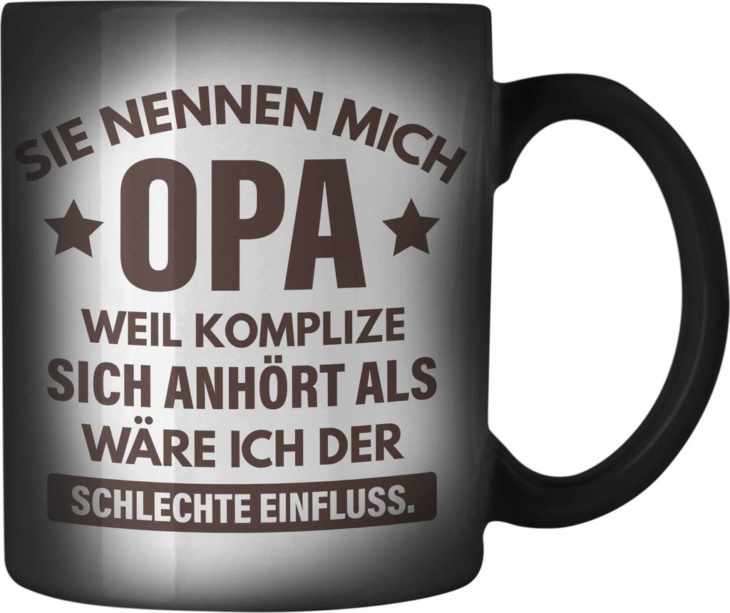 Trendation - Lustige Farbwechsel Zauber-Tasse Opa Geschenke Großvater Vatertag Geburtstag Karabiner Farbwechsel Zauber-Tasse Edelstahl mit Spruch ...