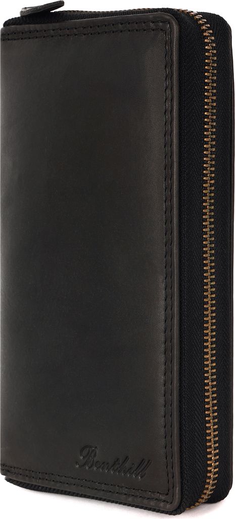 Benthill Geldbörse Groß Leder - XL Portemonnaie mit RFID-Schutz - Großes Portmonee mit vielen Kartenfächern - Reißverschluss Geldtasche inkl. ...