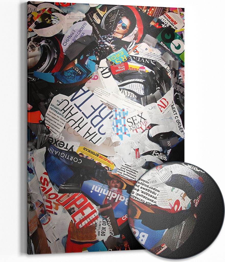 DEQOART Magnettafel Metall 60x90 cm 'Gesicht aus Facetten' Whiteboard Pinnwand Büro