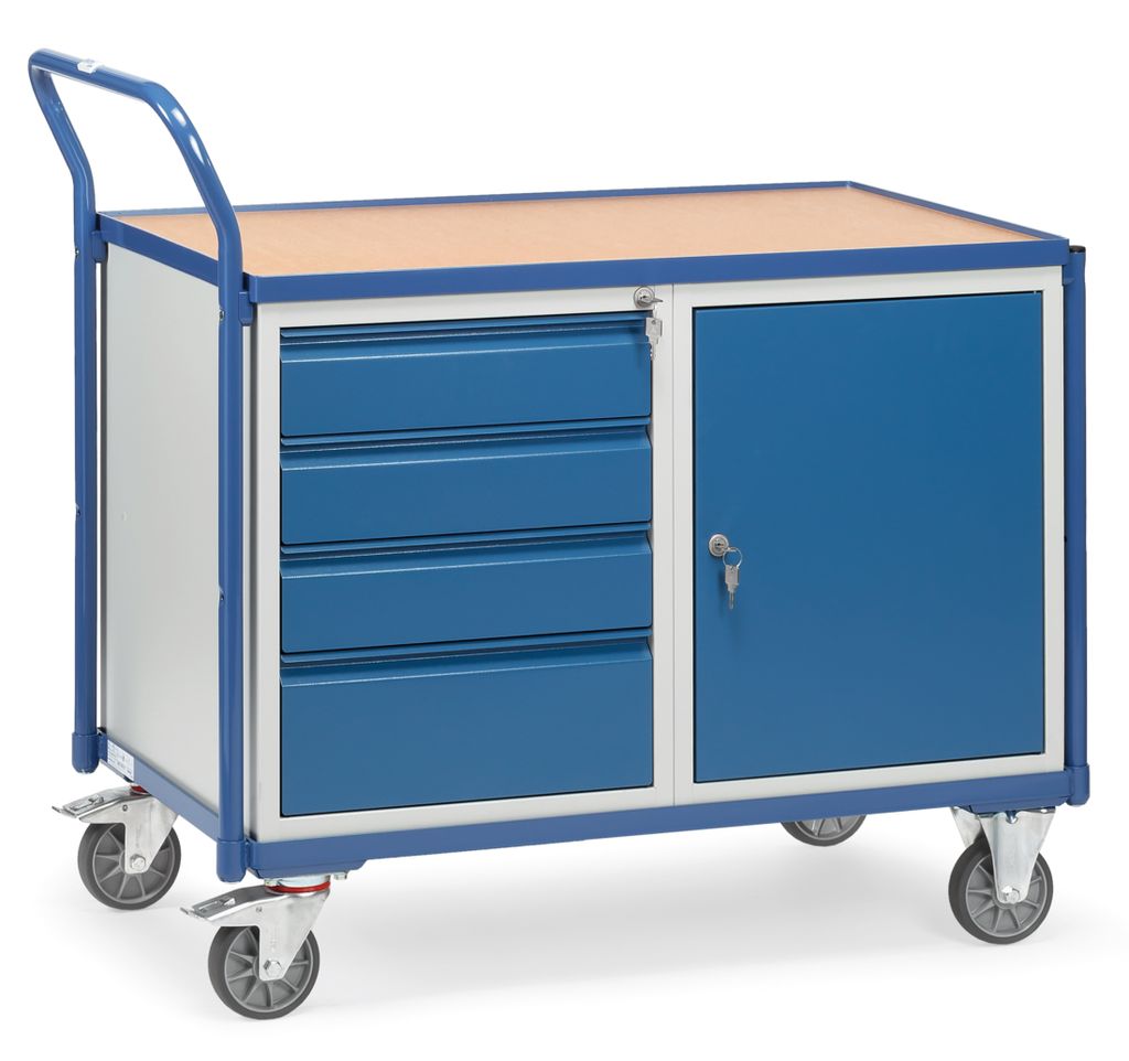Fetra Tischwagen LxB 1000 x 600 mm 300 kg 1 Schrank / 4 Schubladen