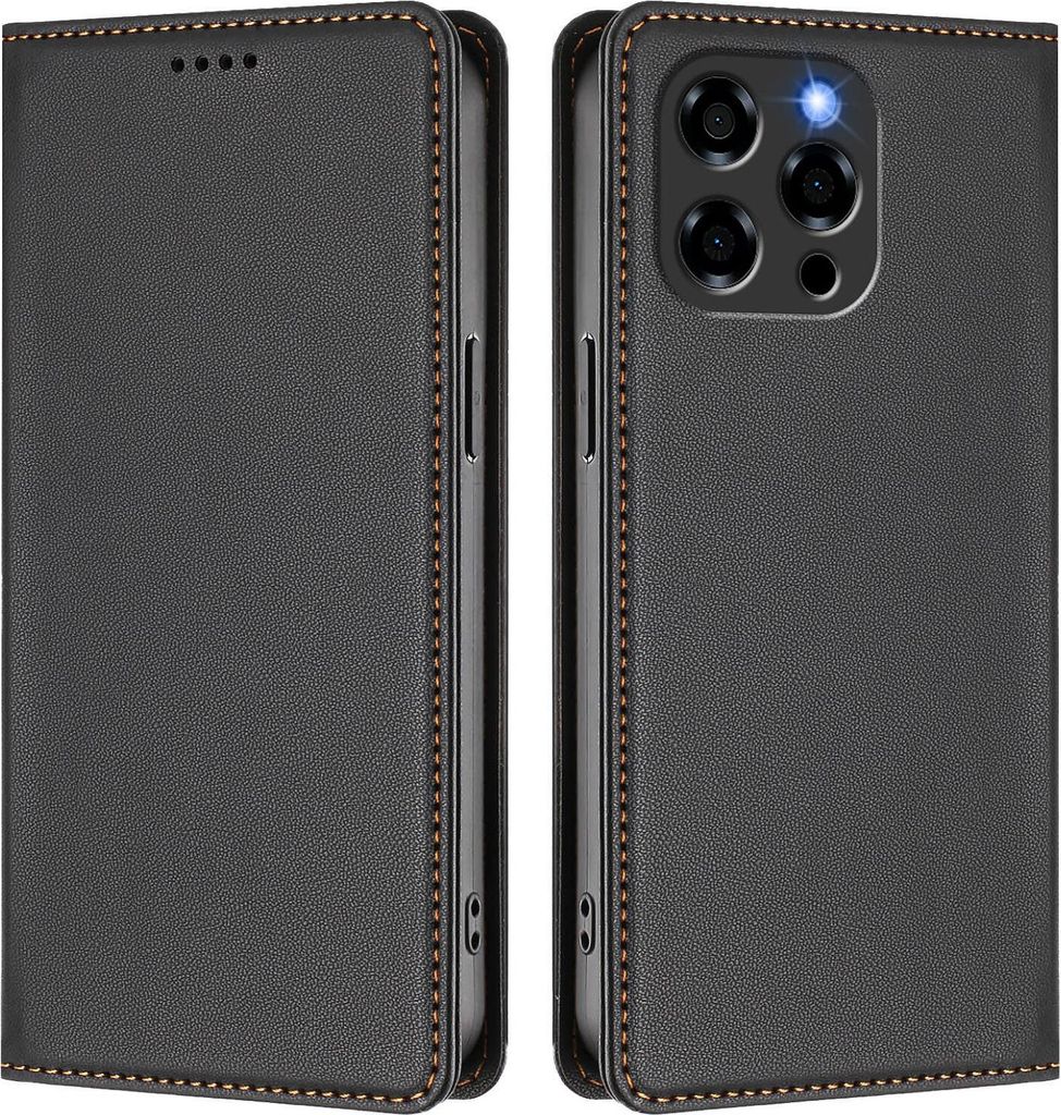 Handyhülle für Doogee Note 58 /Note 58 Pro, Kunstleder Klapphülle Stoßfeste Magnetische Hülle mit Ständer Schwarz
