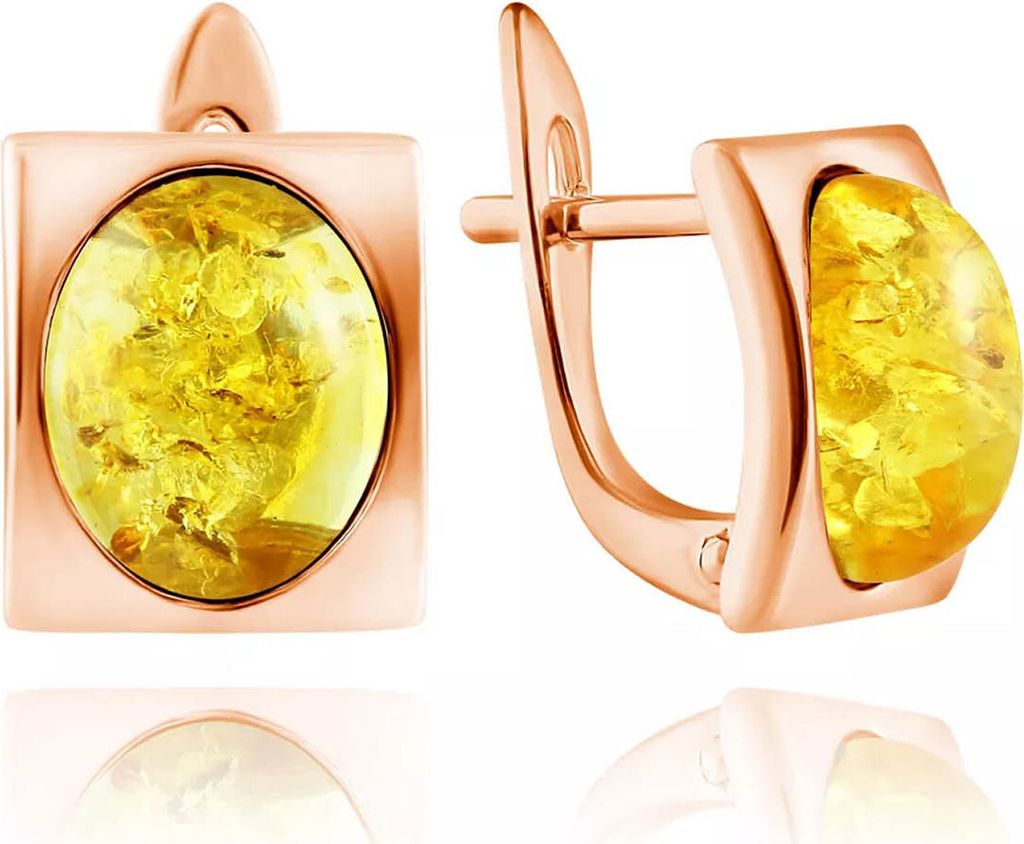 Golders Ohrringe aus vergoldetem 925 Sterlingsilber mit gelben Bernsteinen, Silber Ohrhänger vergoldet