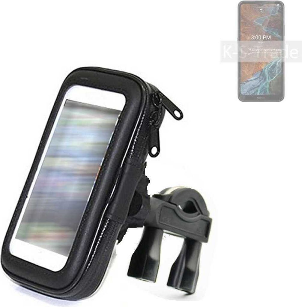 K-S-Trade Fahrrad-Halterung kompatibel mit Nokia G300 Handy-Halterung Halter Lenkstange Fahrradhalterung Motorrad Bike Mount Wasserabweisend