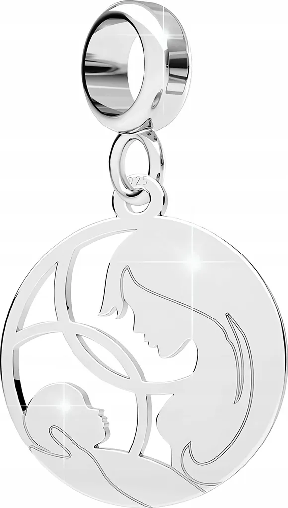 Charm Mamma e Figlio Argento 925 | Piastra Famiglia Trend 2024