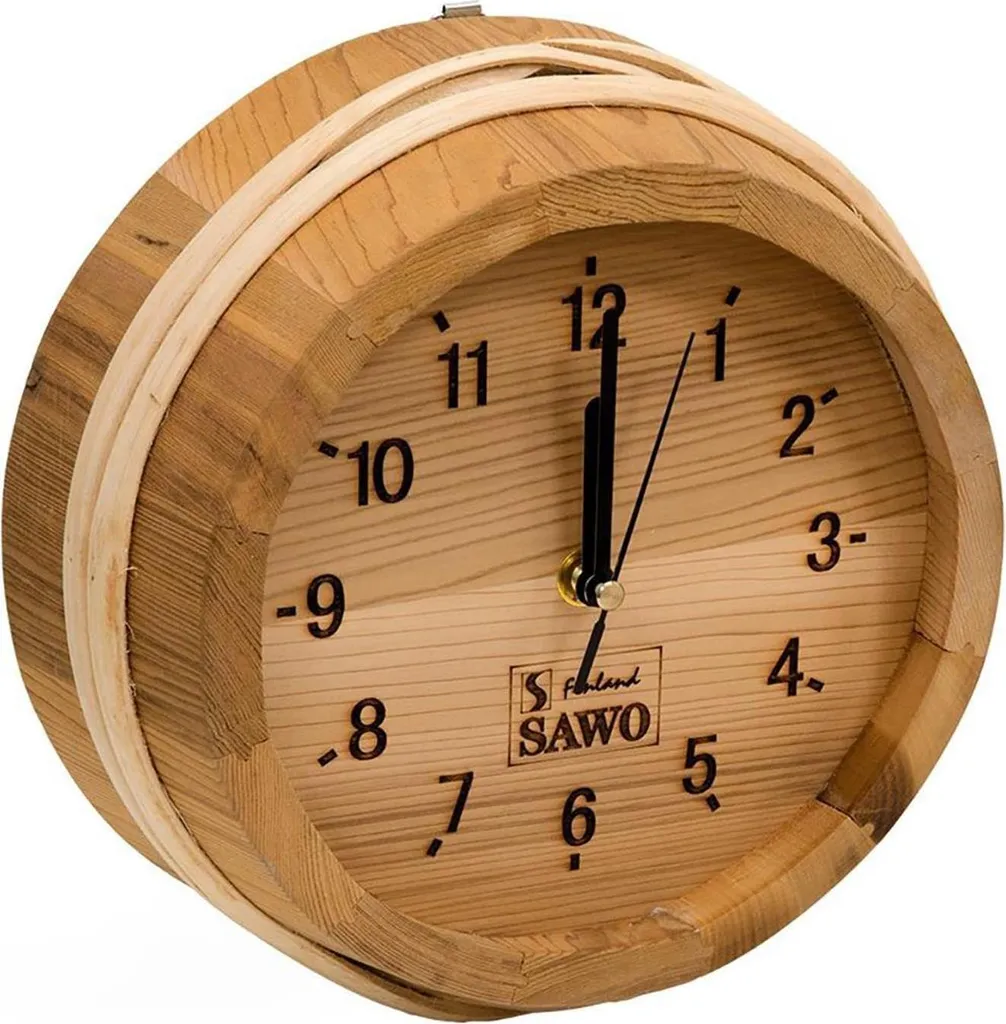 Horloge Sawo 530-D anti-humidité en cèdre pour sauna, lecture facile