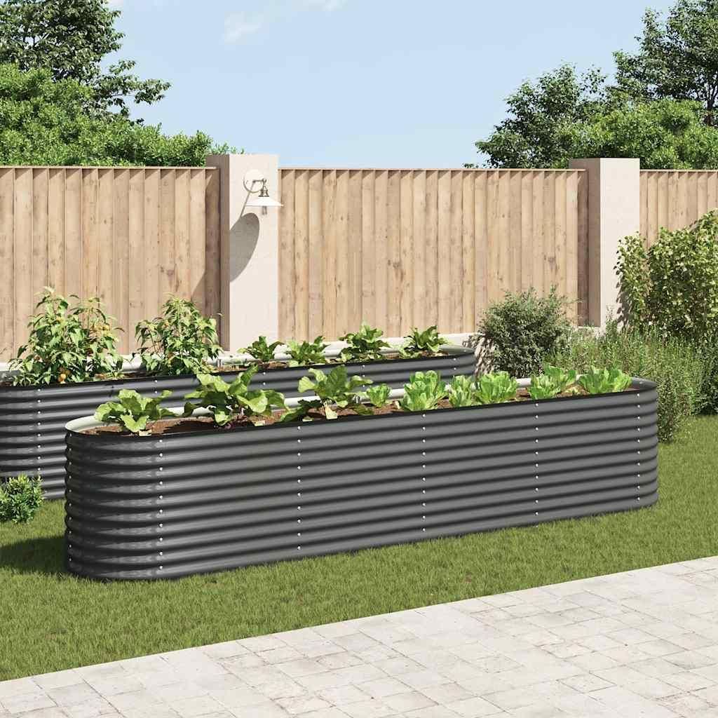 vidaXL Letto da giardino rialzato 400 x 80 x 81 cm Acciaio Immagine del prodotto 