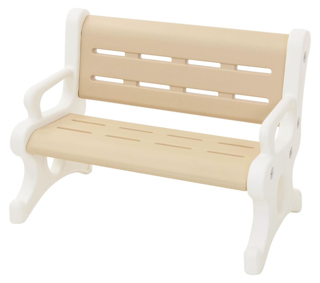 Joyz Kindersitzbank Sitzbank für Kinder ab 3 Jahre 81,5x59,5x48 cm Braun-Weiß Kunststoff Kinderbank wetterfest mit Armlehnen & Kippschutz 2 Sitzp...