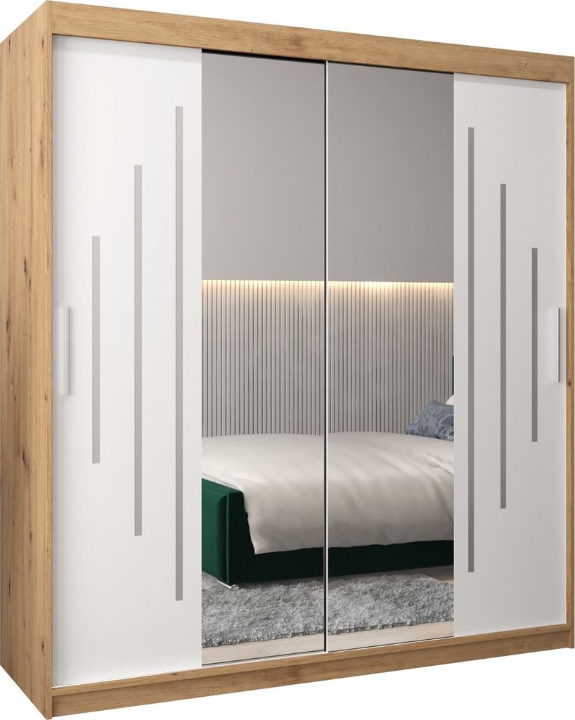 Kleiderschrank, Schiebetürenschrank Schlafzimmer, Schrank mit Spiegel YORK 1 180 cm