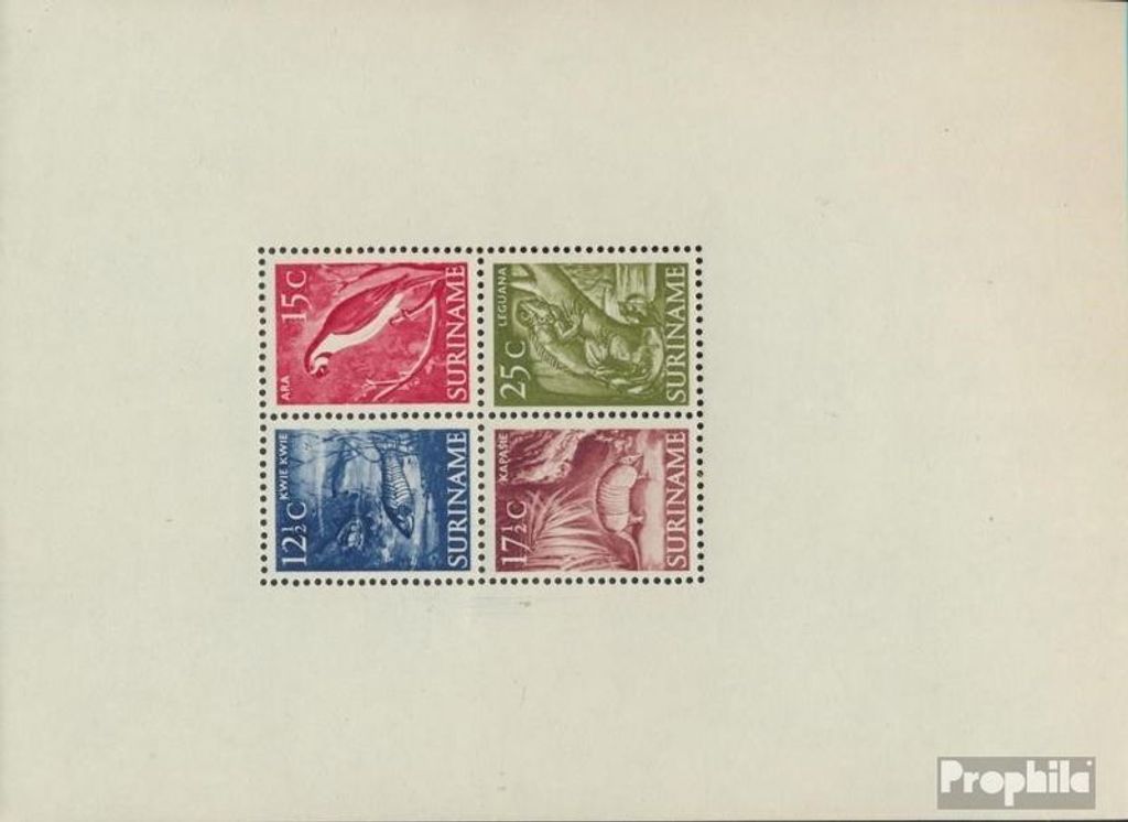 Briefmarken Suriname 1953 Mi Block1 (kompl.Ausg.) postfrisch Landestypische Motive