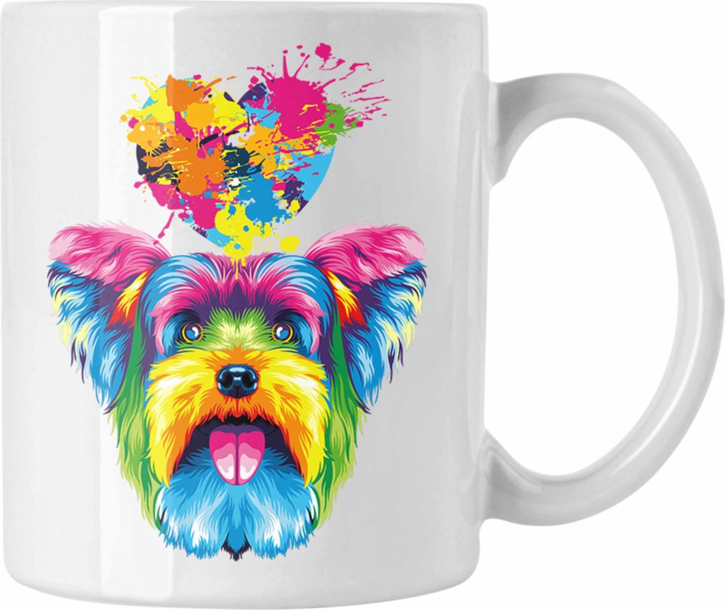 Trendation - Yorkie Herz Farbe Besitzer Tasse Geschenk Lustiger Spruch Geschenkidee Yorkie Liebhaber (Weiß)