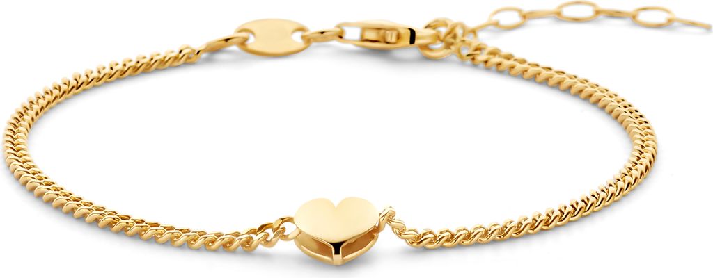 New Bling - 9NB-1410 - zilveren armband met hartje - 925 sterling silver - gold plated