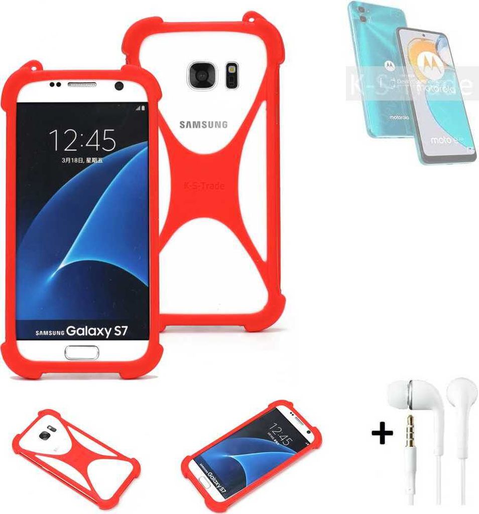 Handy-hülle + Kopfhörer kompatibel mit Motorola Moto E22s Schutz-hülle Bumper Silikon Schutz Hülle Cover Case Silikoncase Silikonbumper TPU