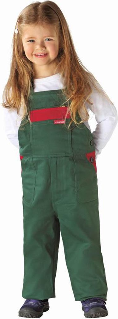 Planam Kinder-Latzhose Gr. 86/92 mittelgrün/mittelrot Produktbild 