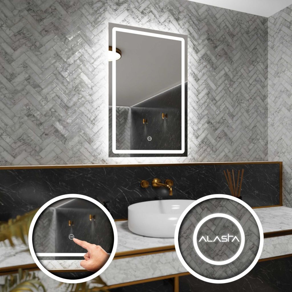 Badspiegel mit LED Beleuchtung und Touch-Schalter - Houston - 50 cm, 80 cm