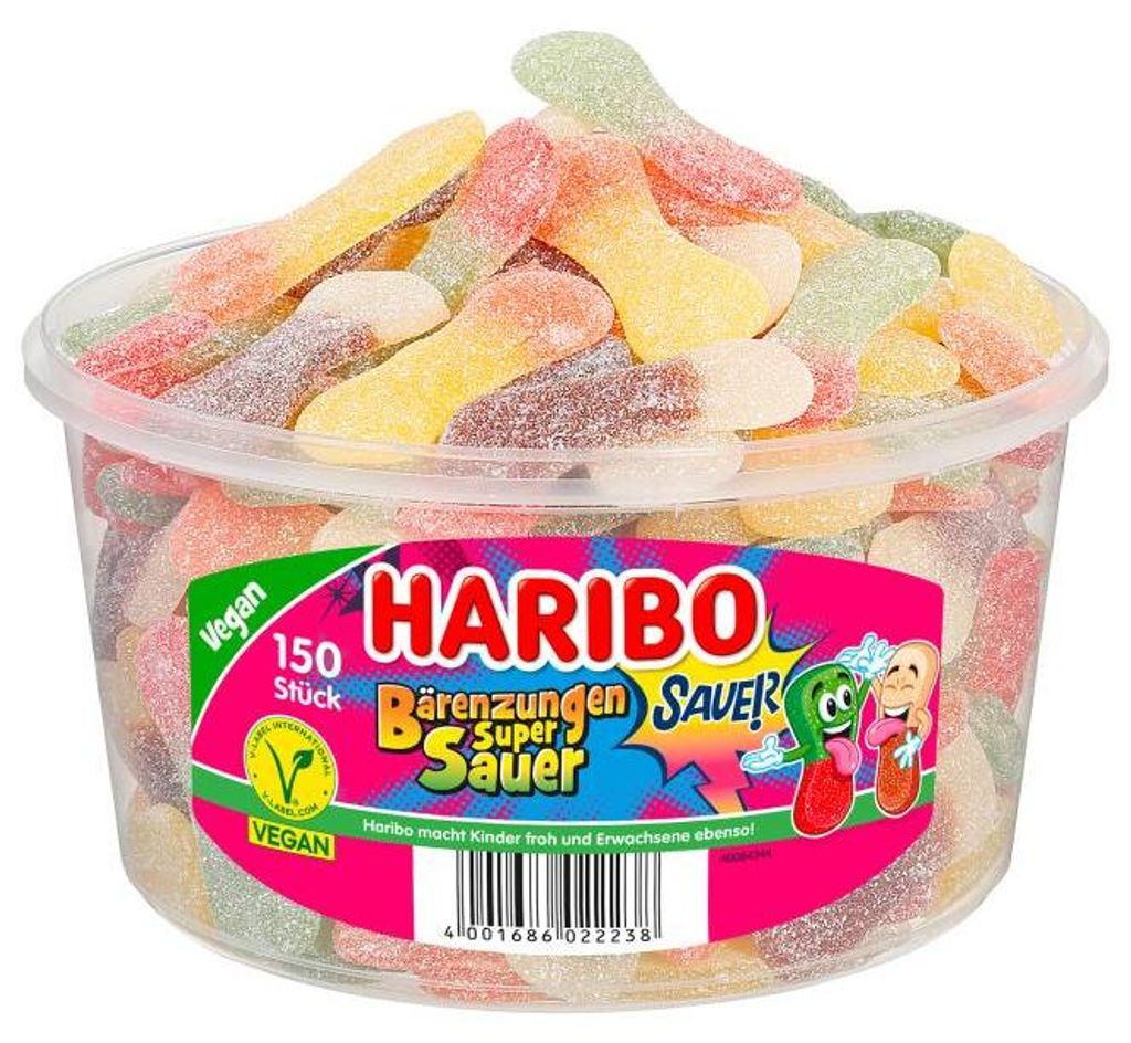 Haribo Bärenzungen super sauer vegan 150er Produktbild 