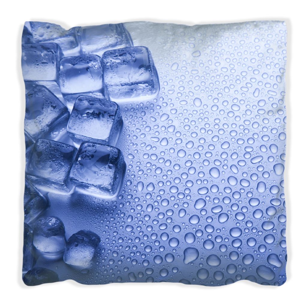 Wallario Premium Kissen, weiche Oberfläche, mit Motiv Eiswürfel, Größe: 30 x 30 cm, mit weißer Rückseite