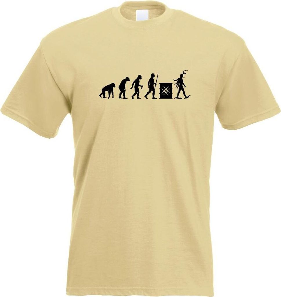 Kiwistar - T-Shirt - Khaki - Mutation Evolution Motiv Bedruckt Funshirt Design Print - mit Motiv Bedruckt - Funshirt Design - Sport - Freizeit - He...