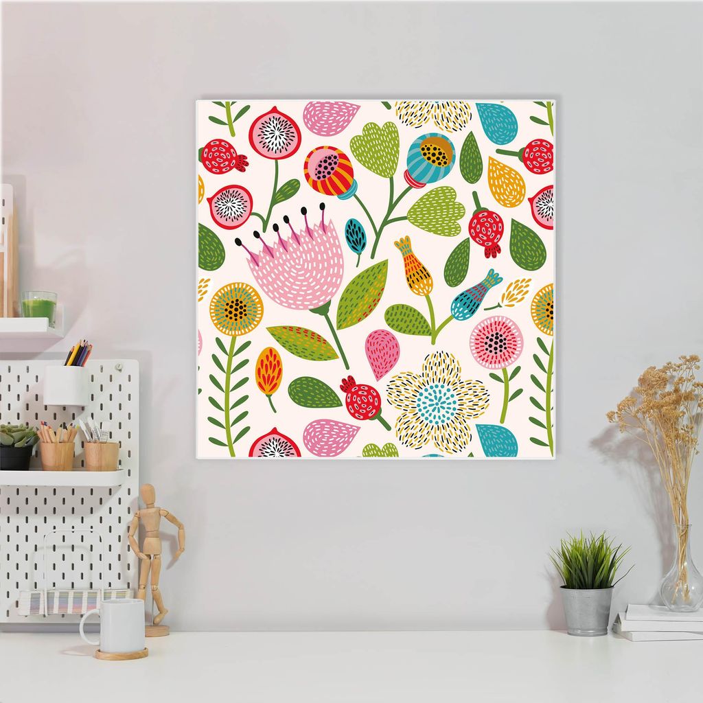 Design Stahlmagnettafel Quadratisch 50x50cm Rosa Kelch Hell