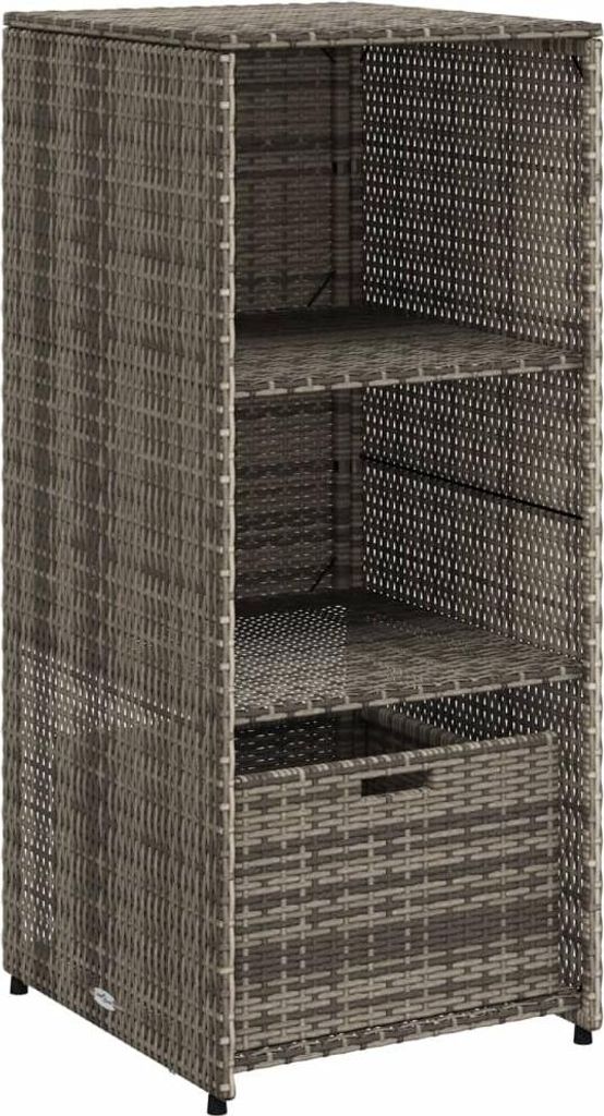 vidaXL Gartenschrank Grau 50x55x115 cm Poly Rattan Produktbild 