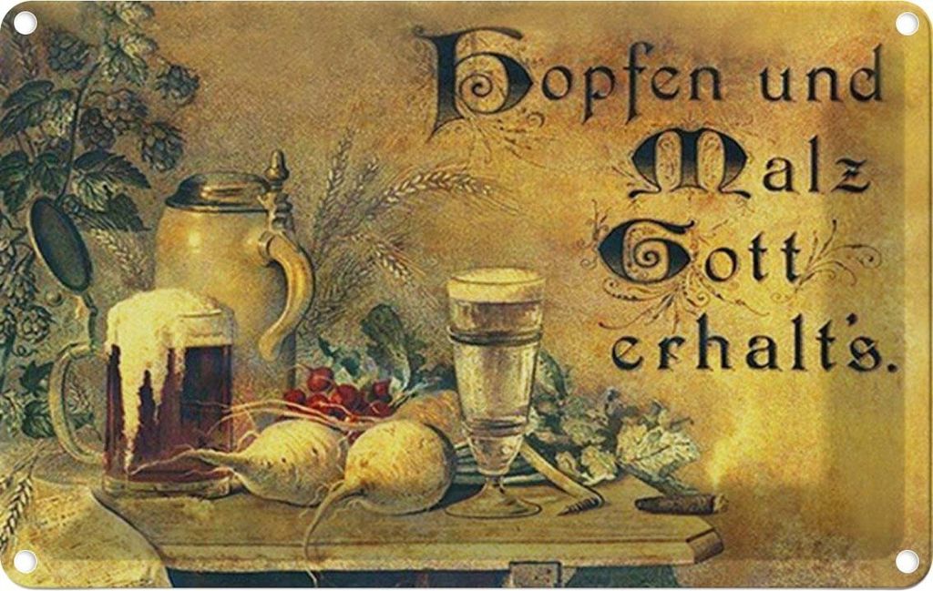 vianmo Blechschild 20x30 cm Hopfen und Malz Gott erhalt ́s Spruch Zitat