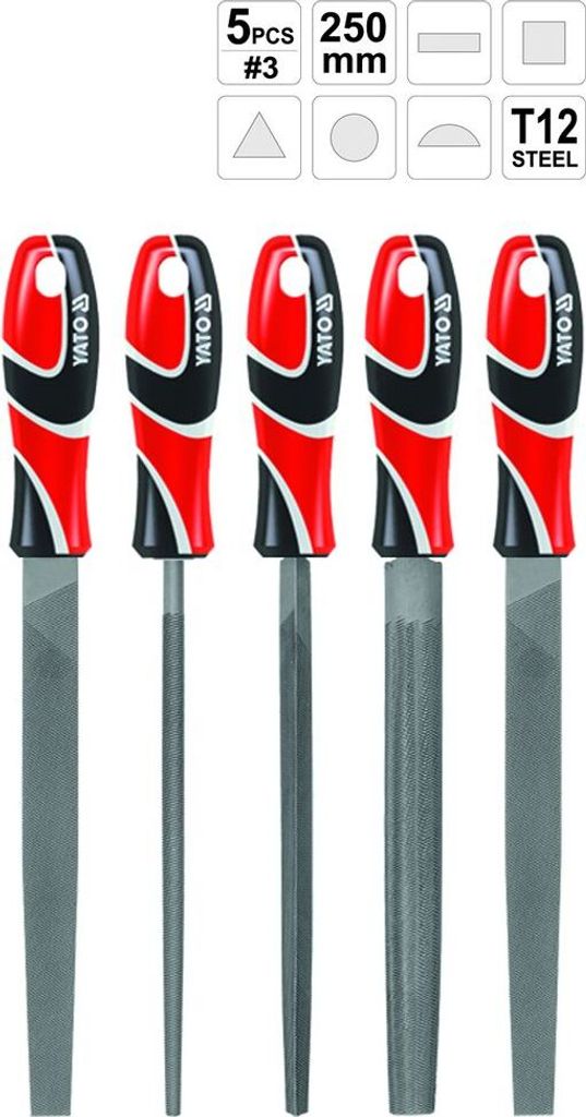 YATO Set di lime in acciaio da 5 pezzi 250 mm Immagine del prodotto 