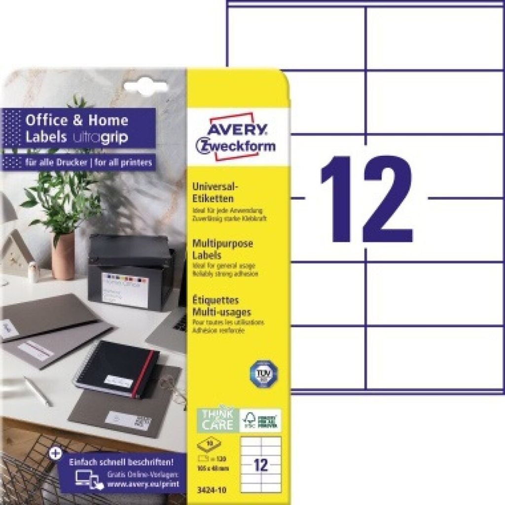 Etykieta adresowa AVERY Zweckform Home Office 105 x 48 mm Zdjęcie produktu 