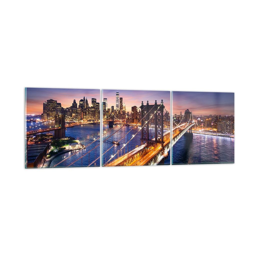 Bilder auf glas - Usa amerika new york manhattan - 90x30cm - Glasbilder - Wandbilder - Kunstdruck - zum Aufhängen bereit - Wanddekoration aus Glas...