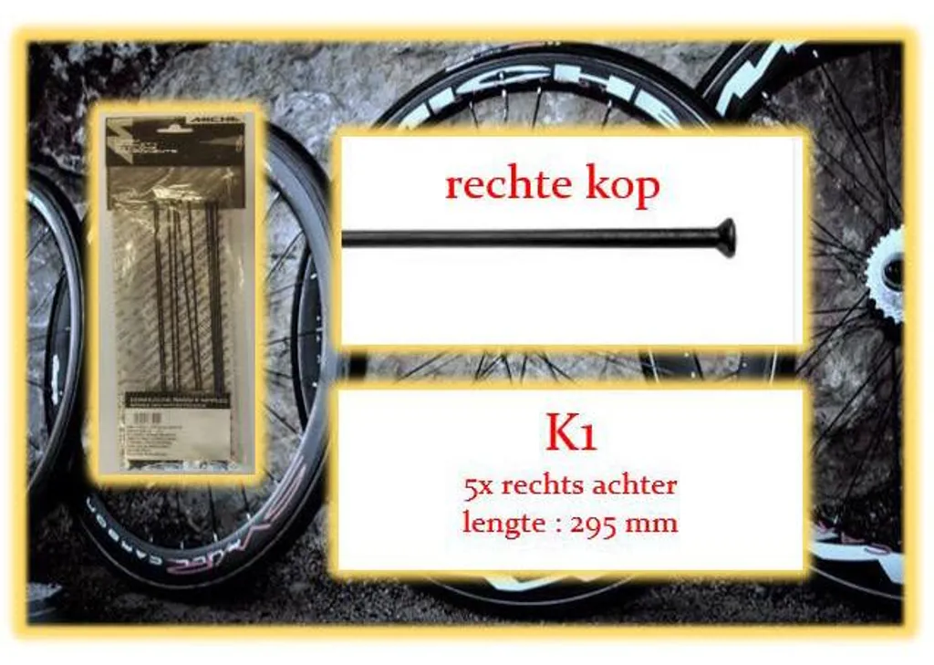 Réparation roue Michelin Ra K1 : 5 rayons 295mm tête droite + écrous